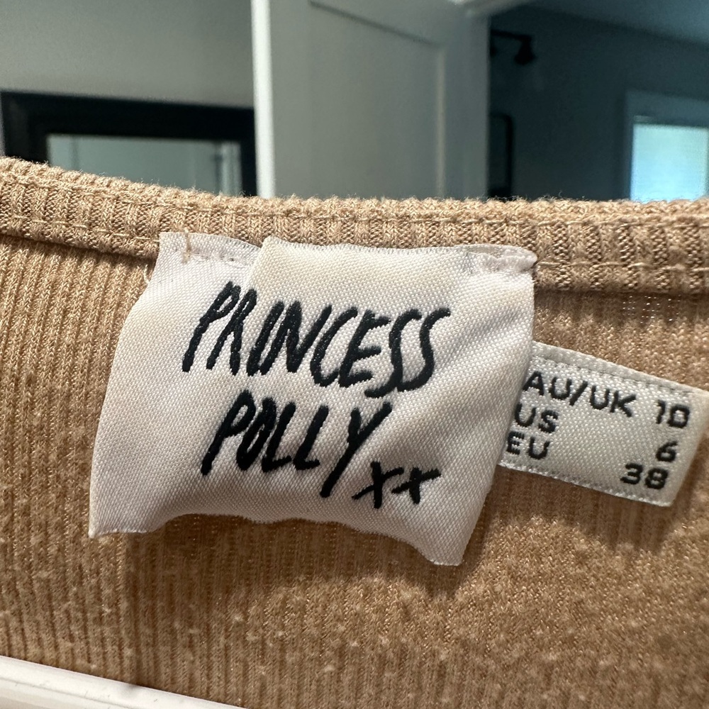 Princess Polly Beige Ribbed Tee - Picture 2 of 2